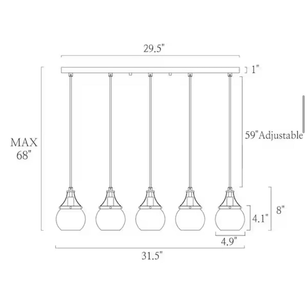 Orbline Transitional 5-Light Black and Brass Linear Chandelier
