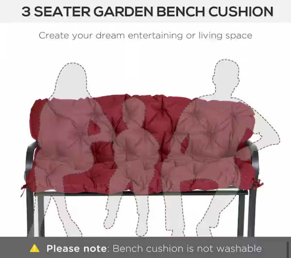 Tufted Bench Cushions for Outdoor Furniture, 3-Seater Replacement