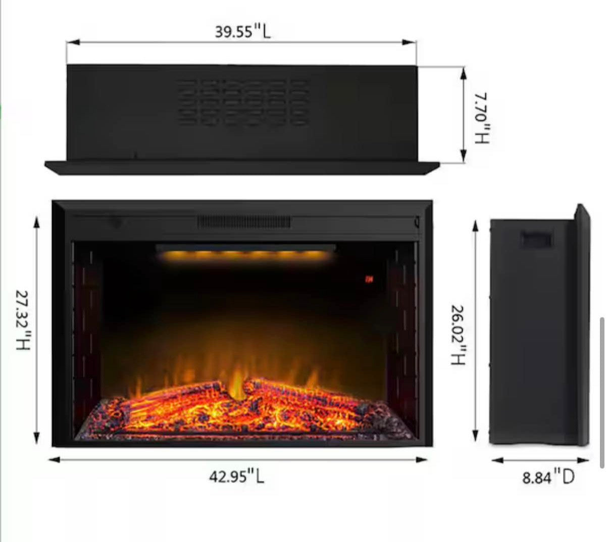 43 in. Classic Brick Background LED Touch Recessed Wall Electric Fireplace
