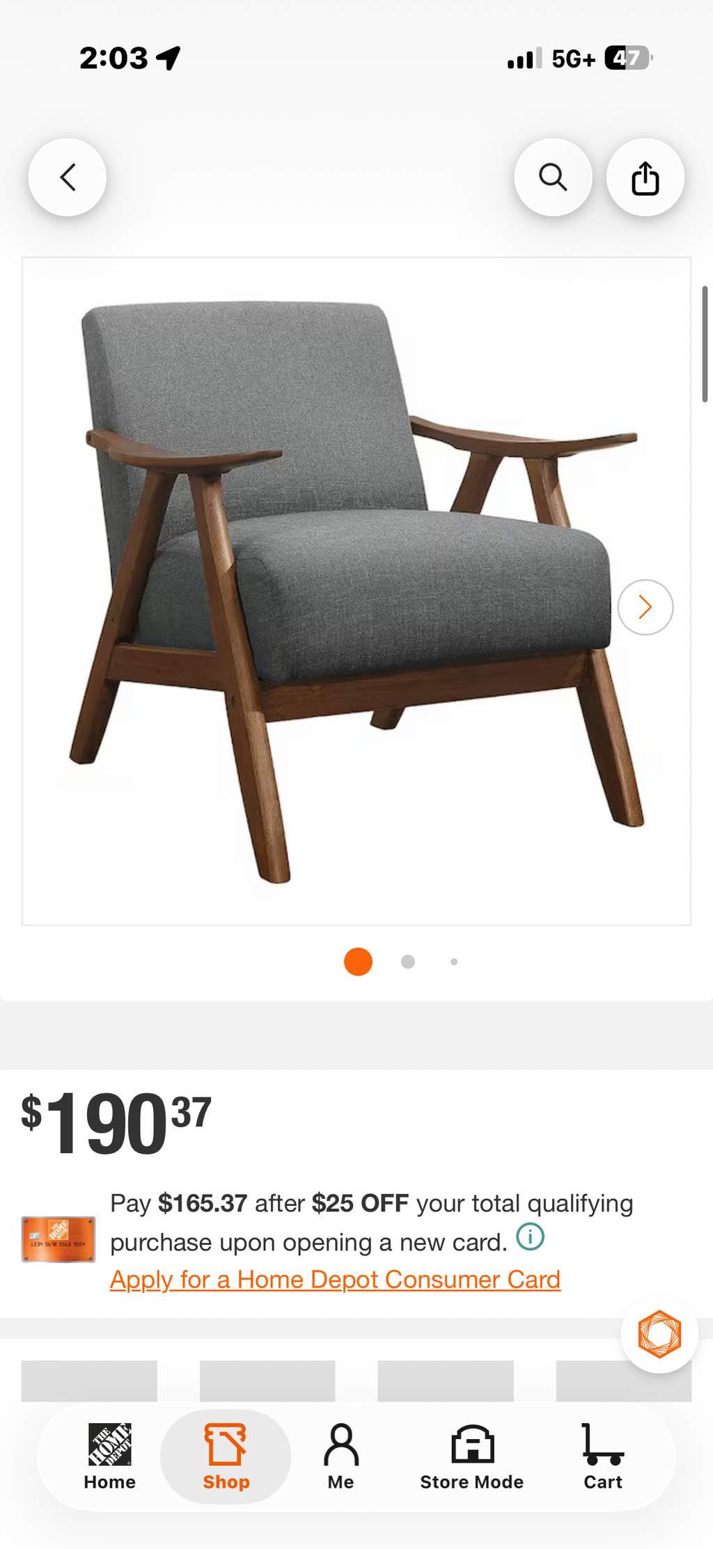 Ocala Gray Fabric Upholstery Solid Wood Frame Accent Chair