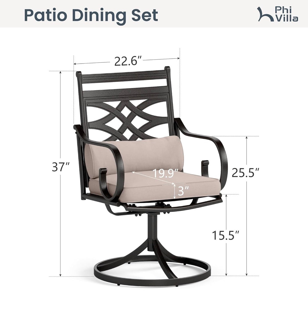 Swivel Patio Dining Chairs, Set of 2