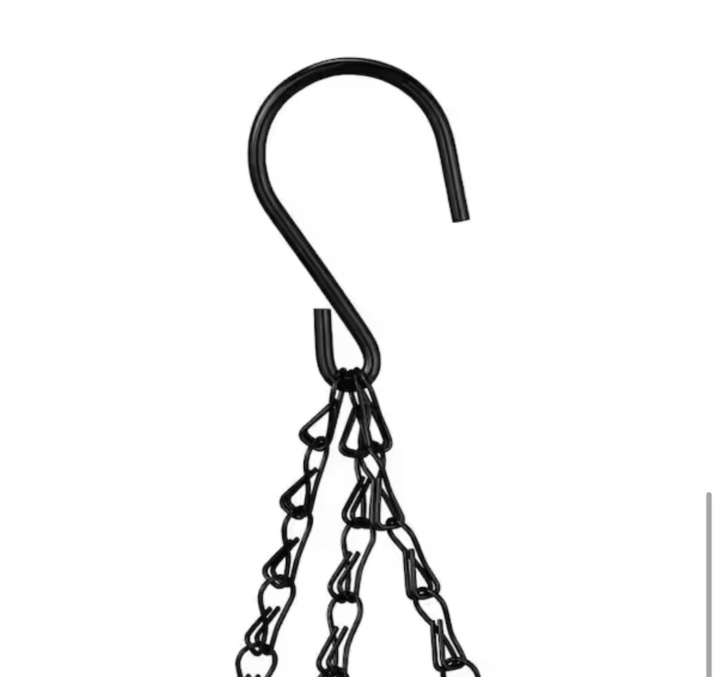 Large Black Metal Hanging Round Planter with Coco Liner