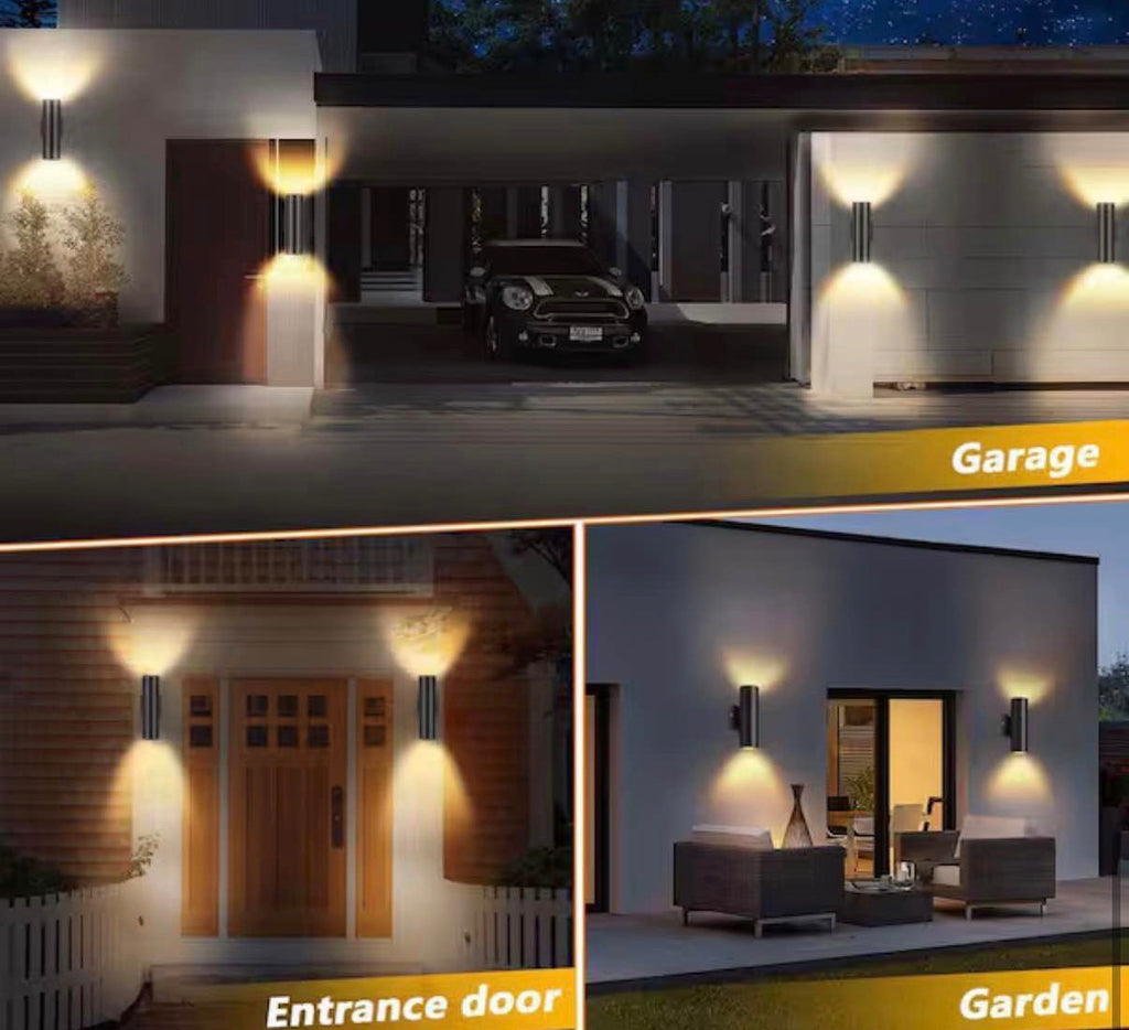 Black 5CCT Integrated LED Outdoor Cylinder Wall Sconce