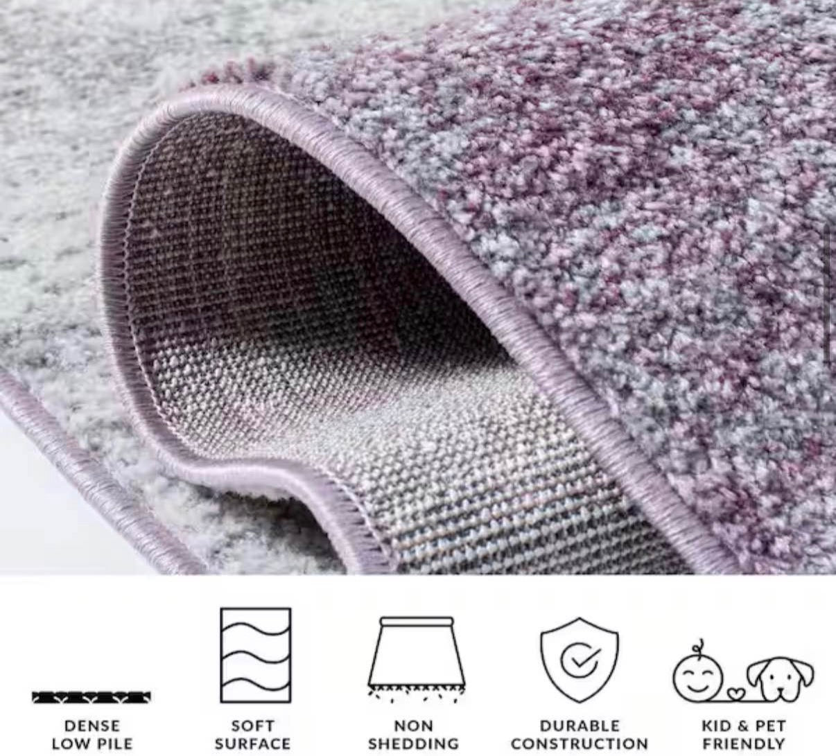 Adirondack Gray/Purple 8 ft. x 10 ft. Distressed Area Rug