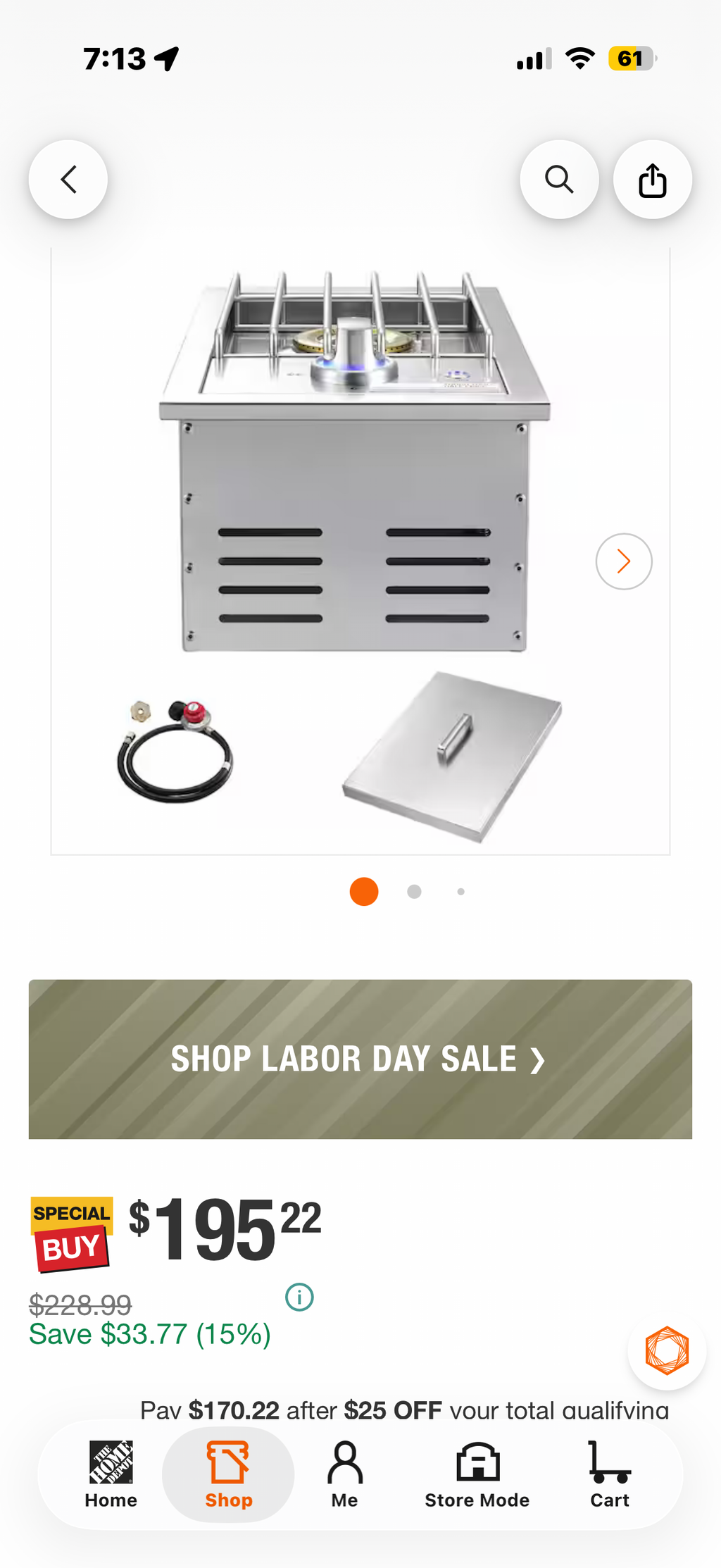 Stainless Steel Built-In 1- Side Burner