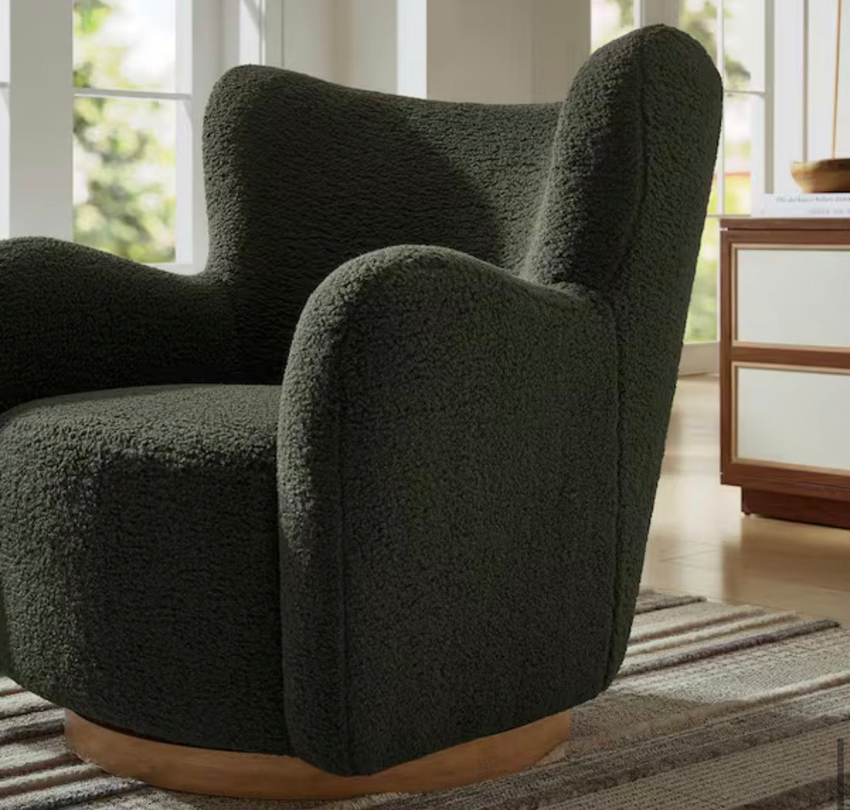 Montrose Wingback Sherpa Swivel Accent Arm Chair