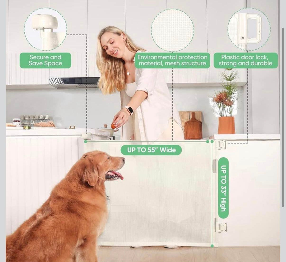 Baby Pet Gate 33/inch Tall, Extends up to 55/inch Wide