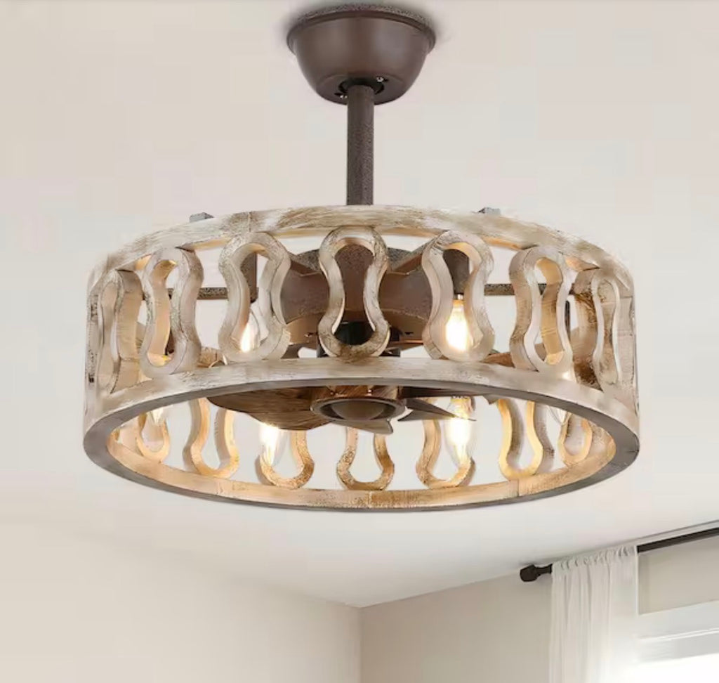 Banff 18 in. Farmhouse Indoor Tan 6-Light Ceiling Fan