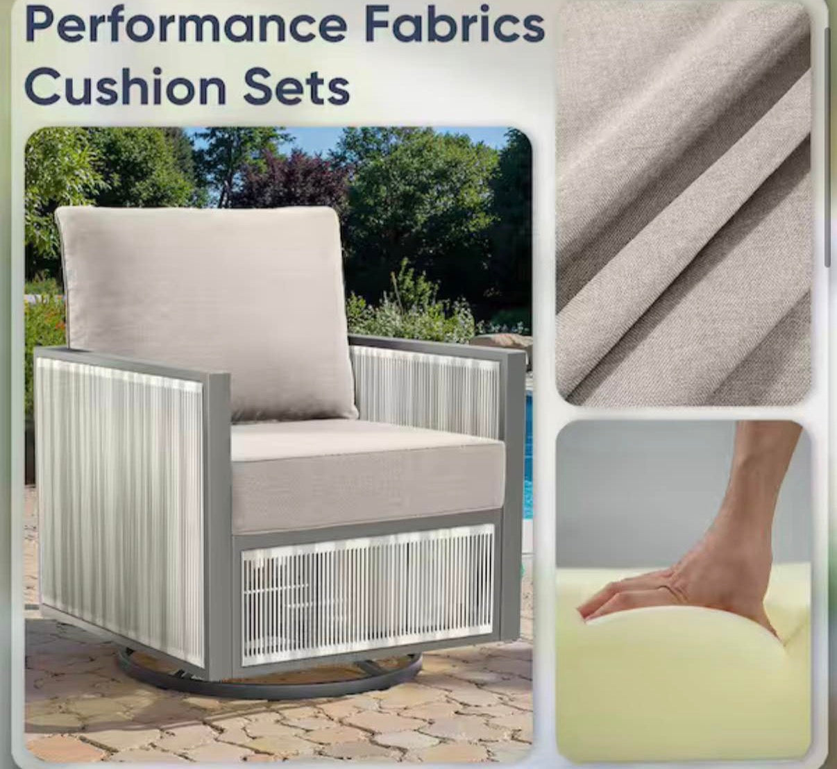 24 in., x 24 in., x 6 in. Outdoor Chair Cushion in Beige