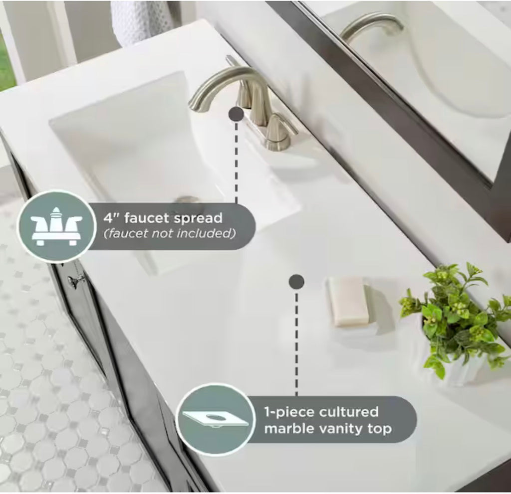 43 in. Single Sink Dusk Freestanding Bath Vanity with White Cultured Marble Top