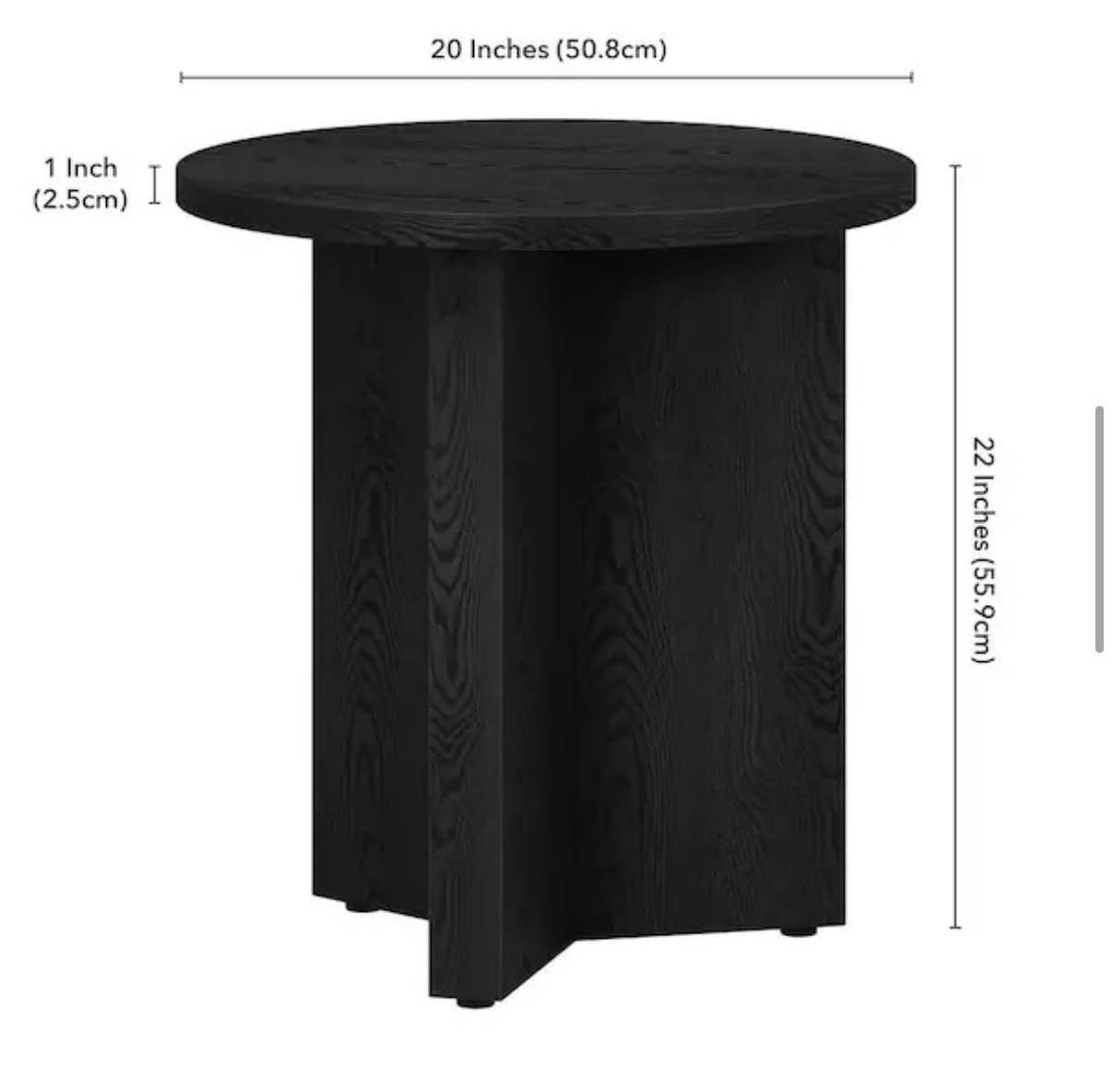 Anders 20 in. Black Grain Round  Top End Table