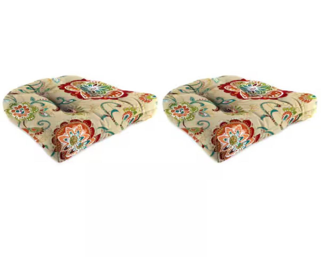Tufted Outdoor Wicker Seat Cushion 2-Pack