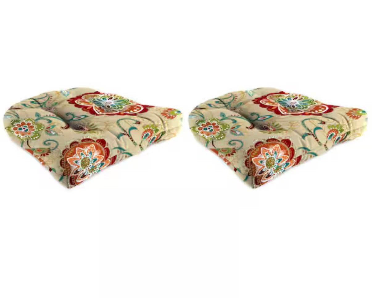 Tufted Outdoor Wicker Seat Cushion 2-Pack