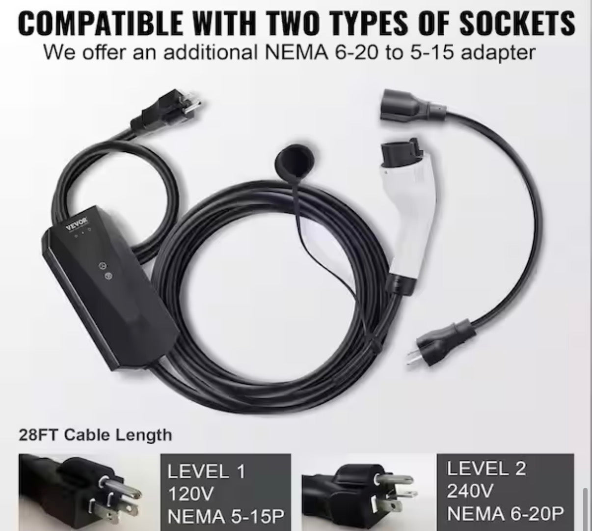 VEVOR Level 1+2 Universal EV Charger
