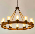 Rustic 12 Light Wagon Wheel Chandelier