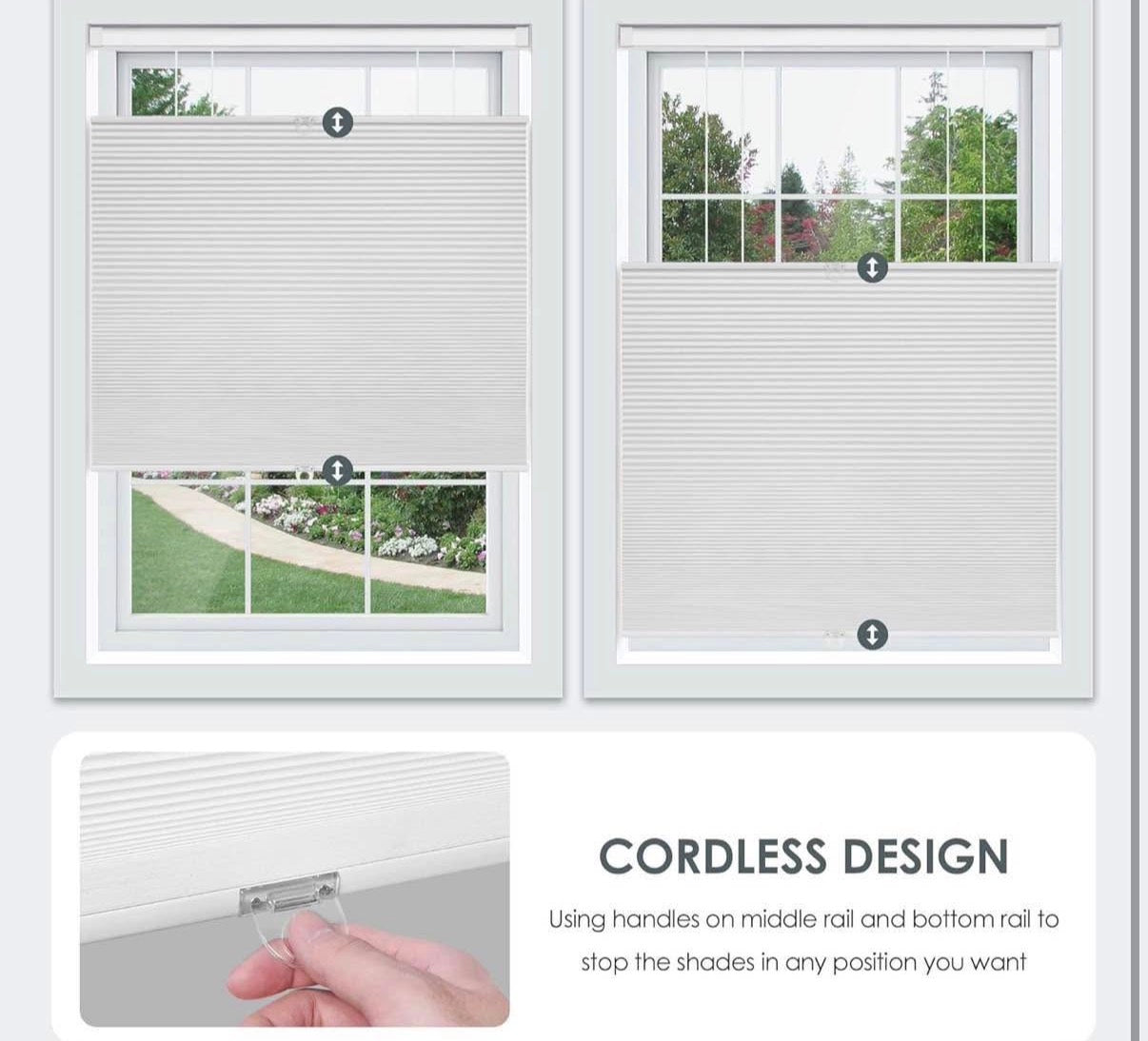 LazBlinds No Tools No Drill Cordless Cellular Shades 36"x64"