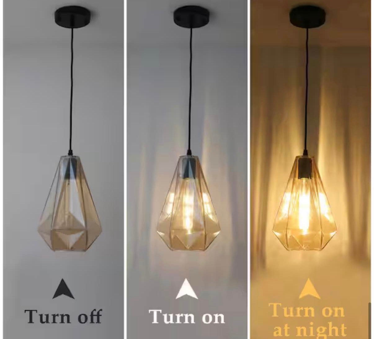Amber Pendant Light with Geometric Shade