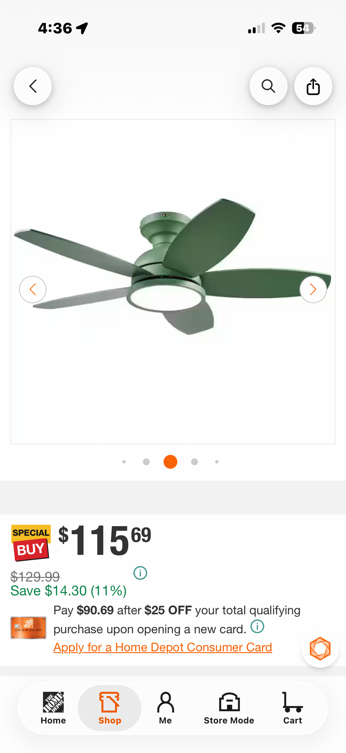 36 in. LED Green Natural Woodgrain  Ceiling Fan
