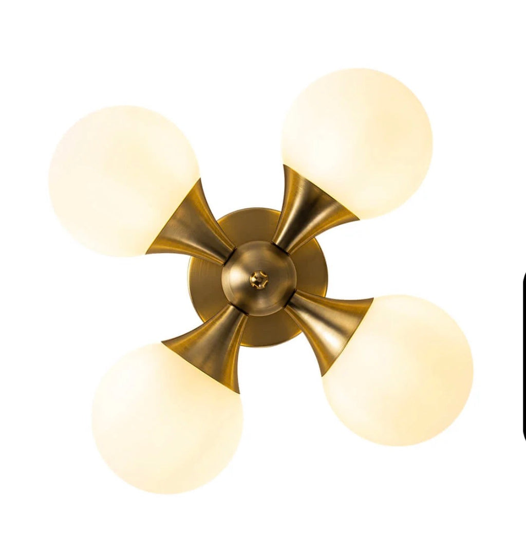 4-Light Gold Bubble Modern Sputnik Semi-Flush Mount Ceiling Light