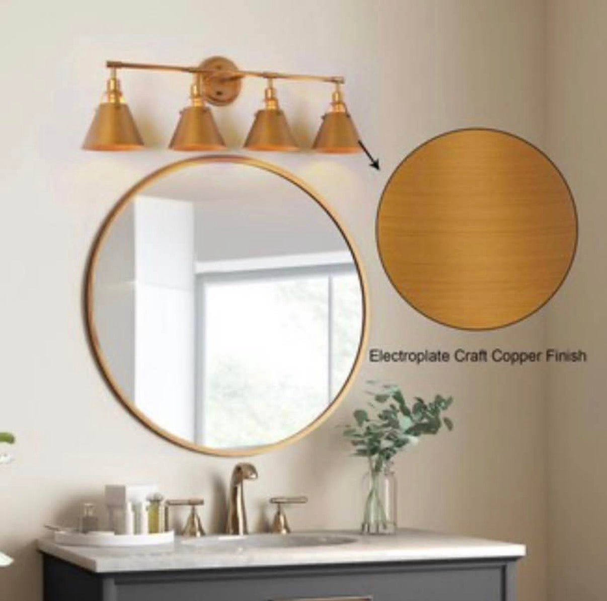 Mid-Century 4-Light Antique Vanity Light