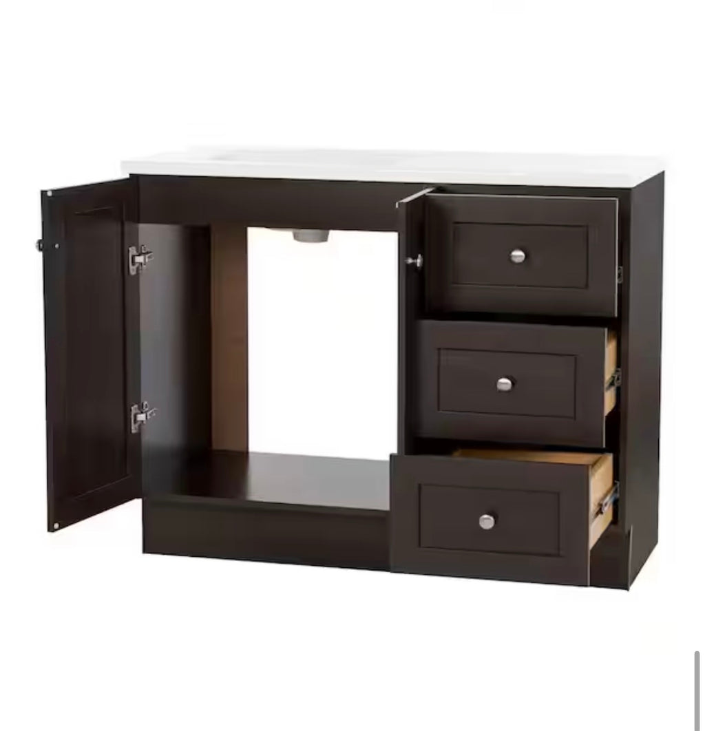 43 in. Single Sink Dusk Freestanding Bath Vanity with White Cultured Marble Top