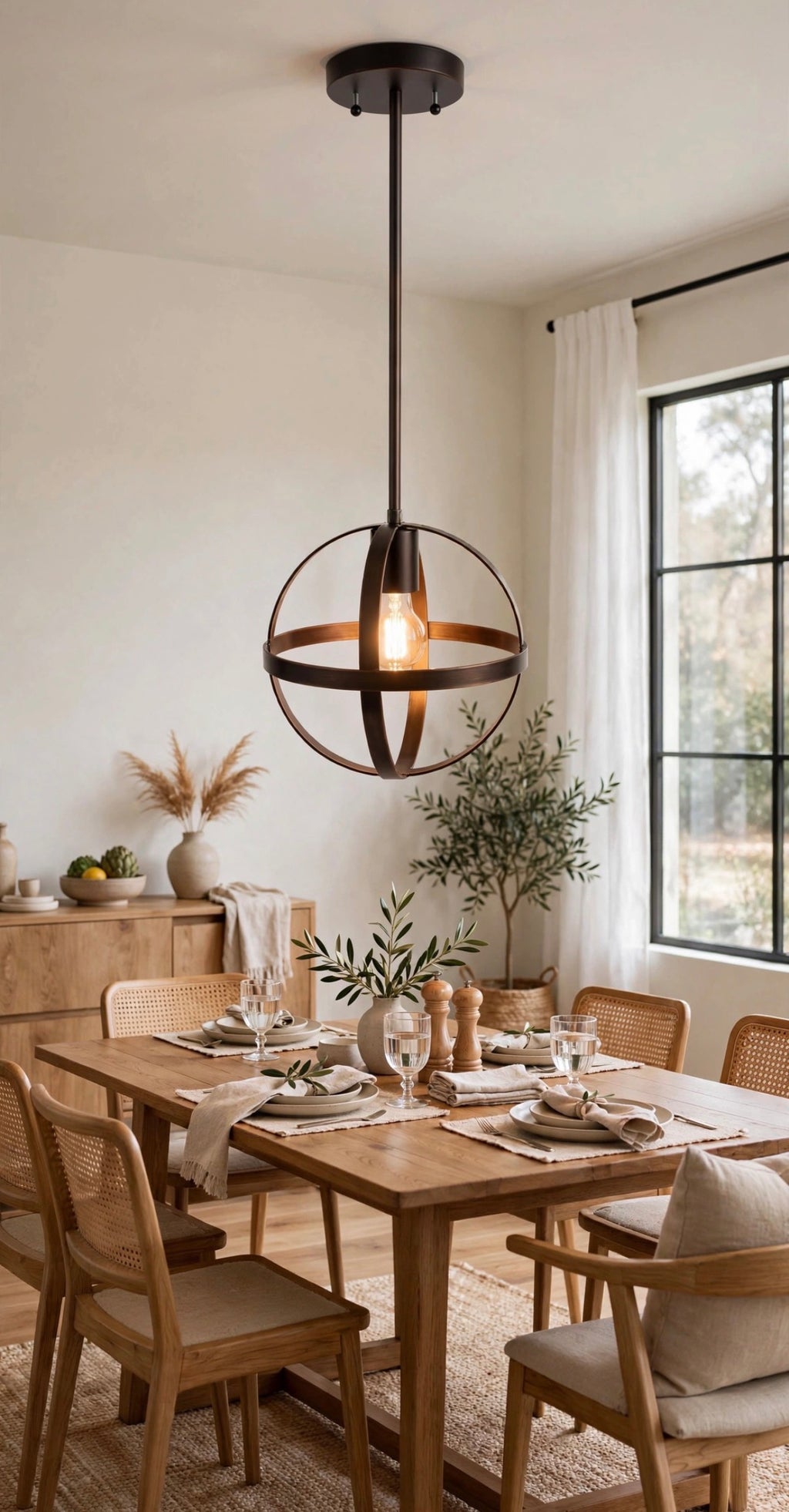 Oil Rubbed Bronze Globe Pendant Light — 12"