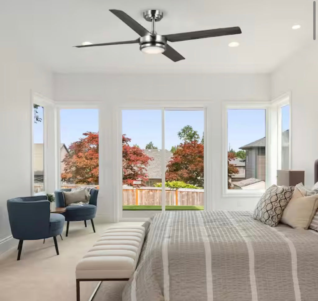 Laritza 56 in. LED Indoor/Outdoor Brushed Nickel Ceiling Fan
