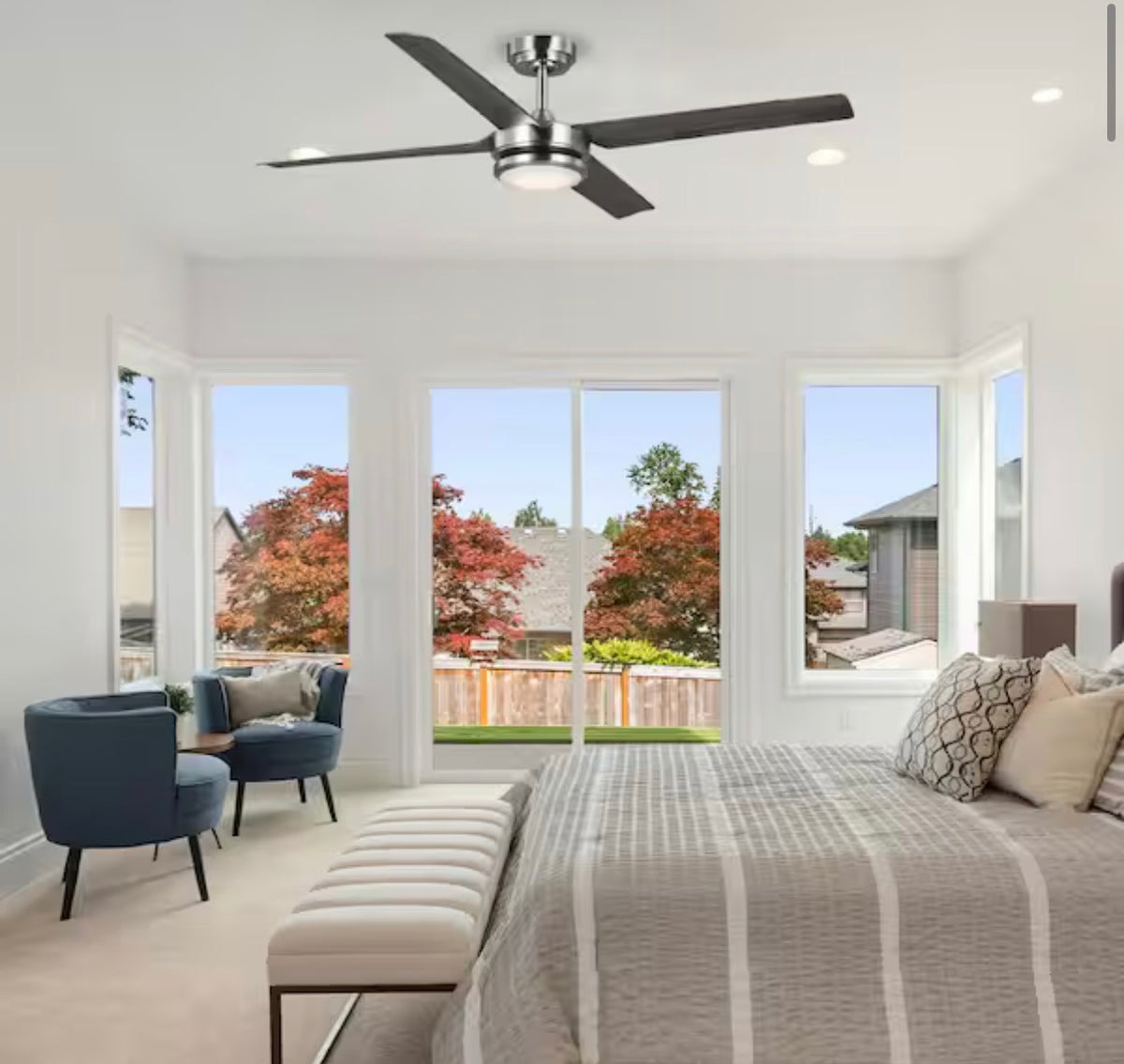 Laritza 56 in. LED Indoor/Outdoor Brushed Nickel Ceiling Fan