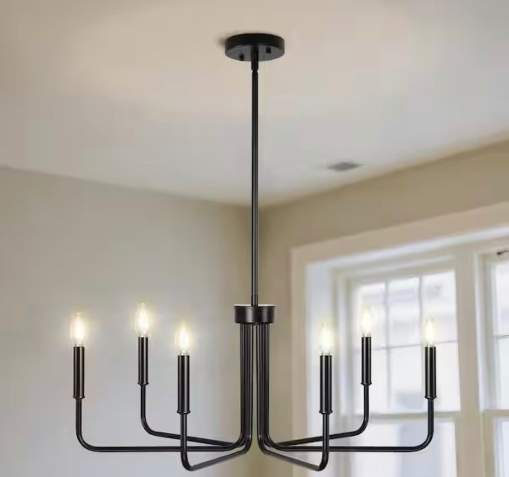 28 in. 6-Light Black Farmhouse Chandelier