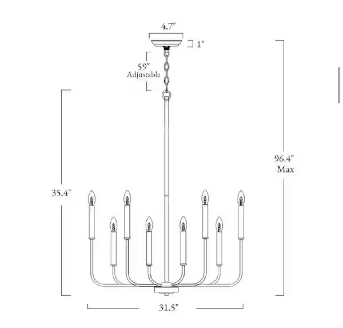 Industrial 31.5 in. 8-Light Black Candlestick Chandelier