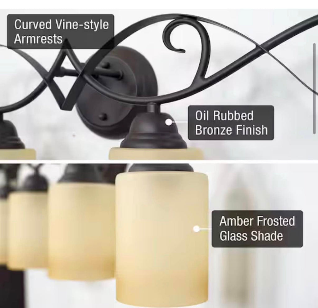 4-Lights Oil Rubbed Bronze Traditional Bathroom Vanity Light