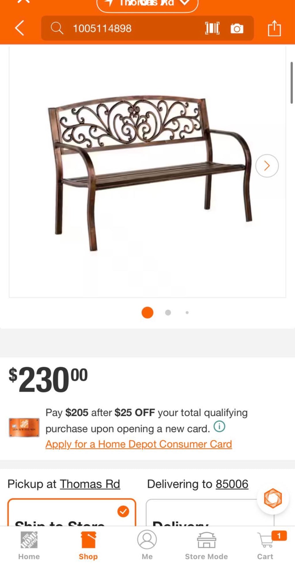 50 in. Blooming Metal Outdoor Garden Bench