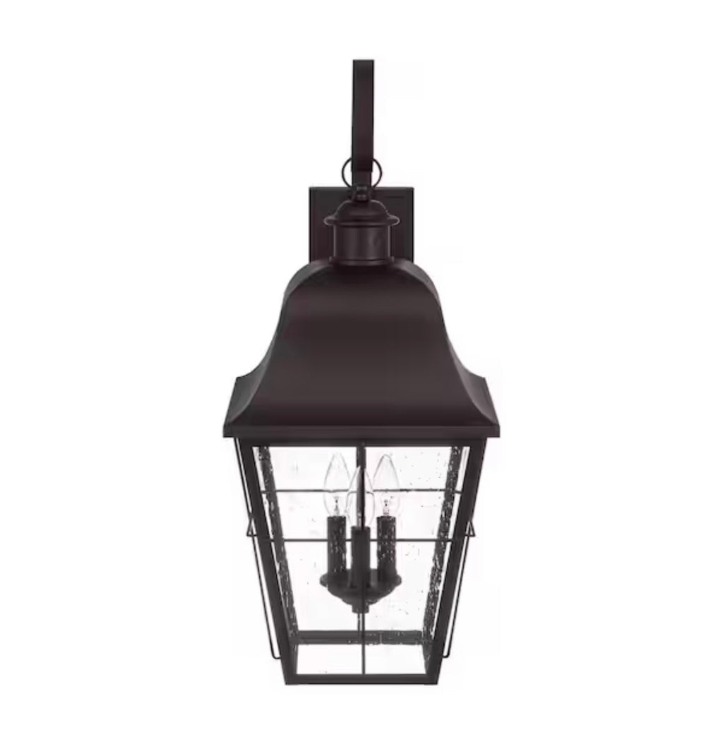 Warwick 28 in. Espresso Bronze Finish Hardwired Outdoor Wall Lantern