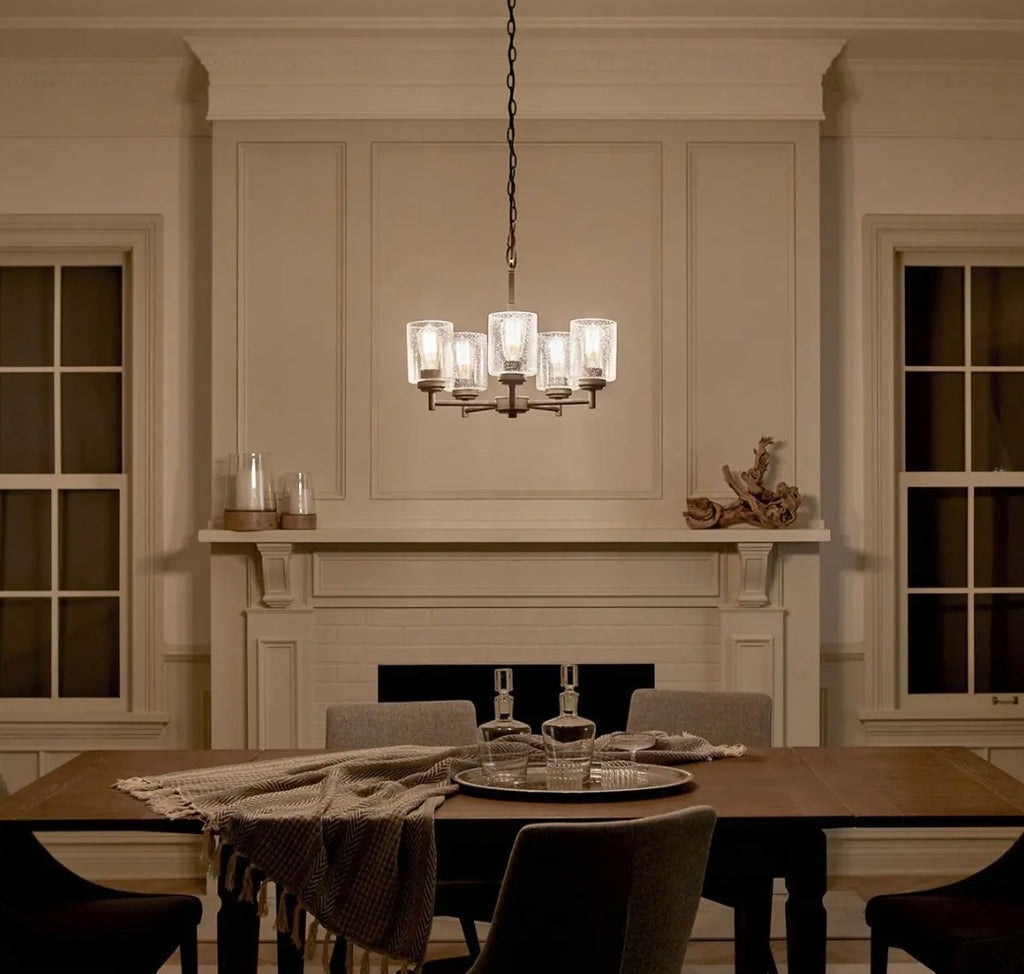 Winslow 5 -Light Bronze Seeded glass Metal Chandelier
