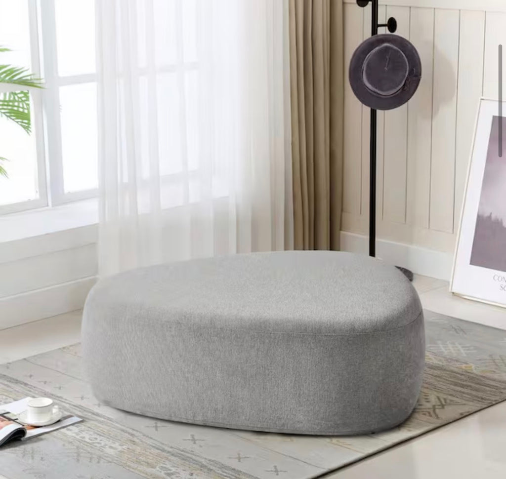 44 in. Modern Pebble-Shaped Gray Upholstered Ottoman