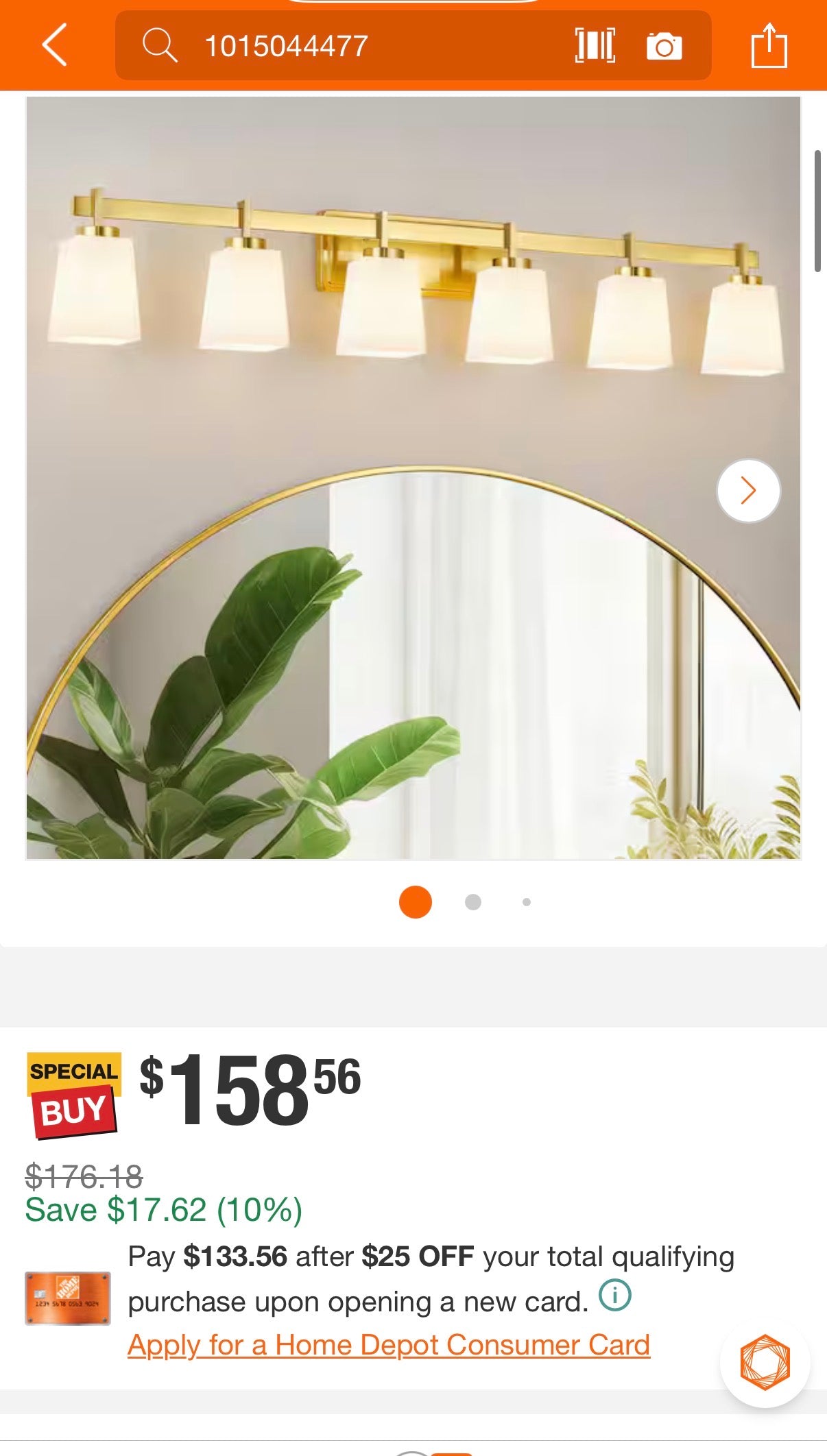6-Light Gold Bathroom Vanity Light with Milk Glass Shades