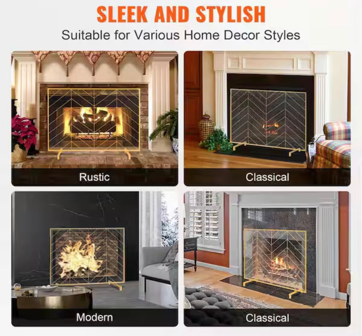 Fireplace Screen Single-Panel Guard Cover