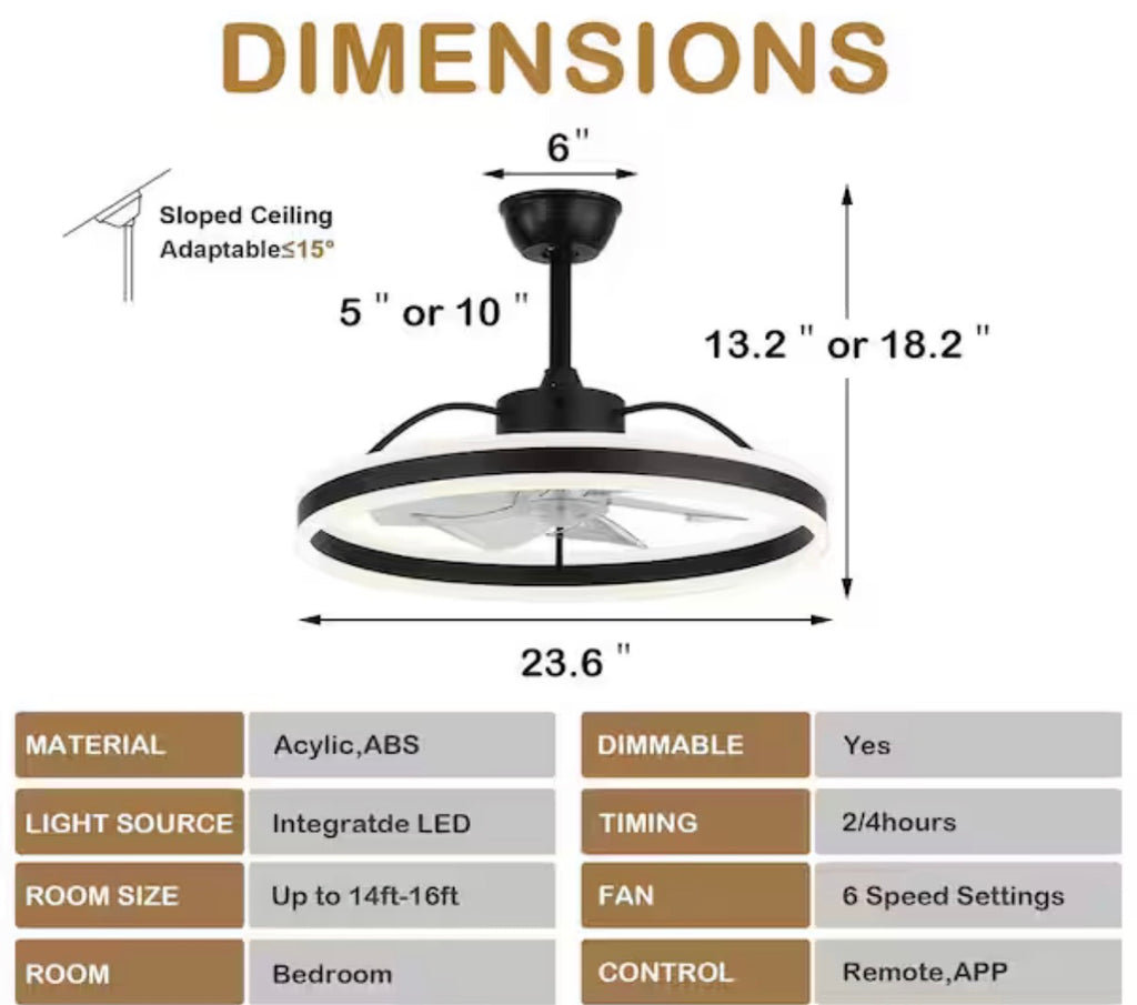 24 in. Smart  Ceiling Fan with Light  (used)