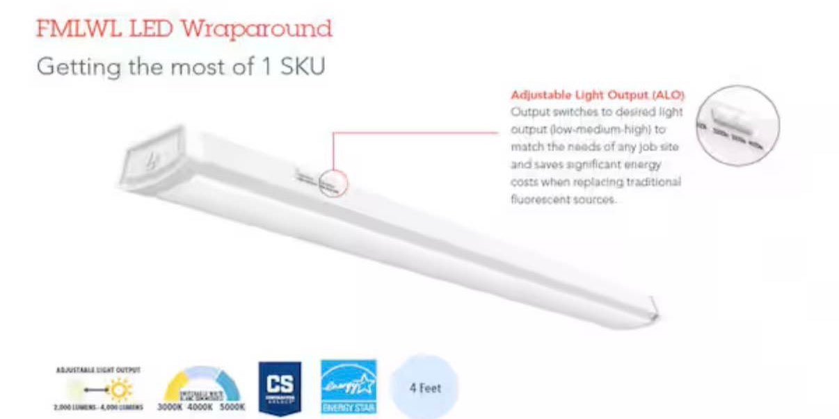 4 ft adjustable lumens LED light