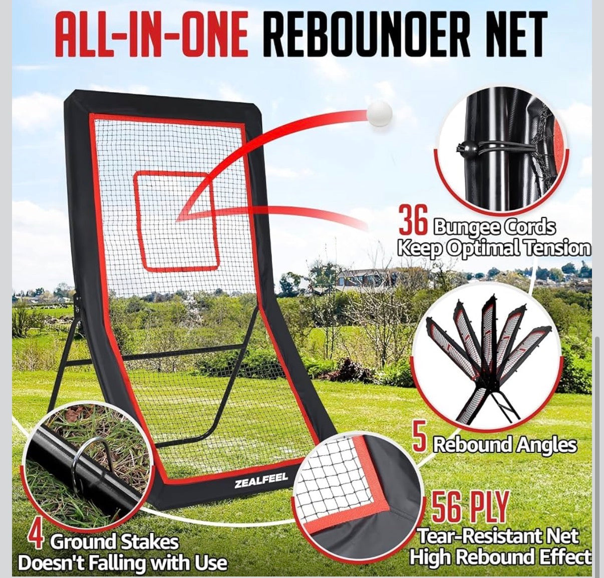 4x7FT  Rebounder Perfect for Lax Baseball Volleyball & Soccer