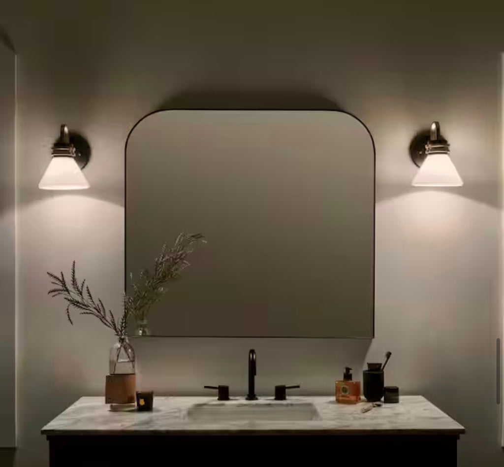 Farum  Black with Champagne Bronze Bathroom Wall Sconce Light