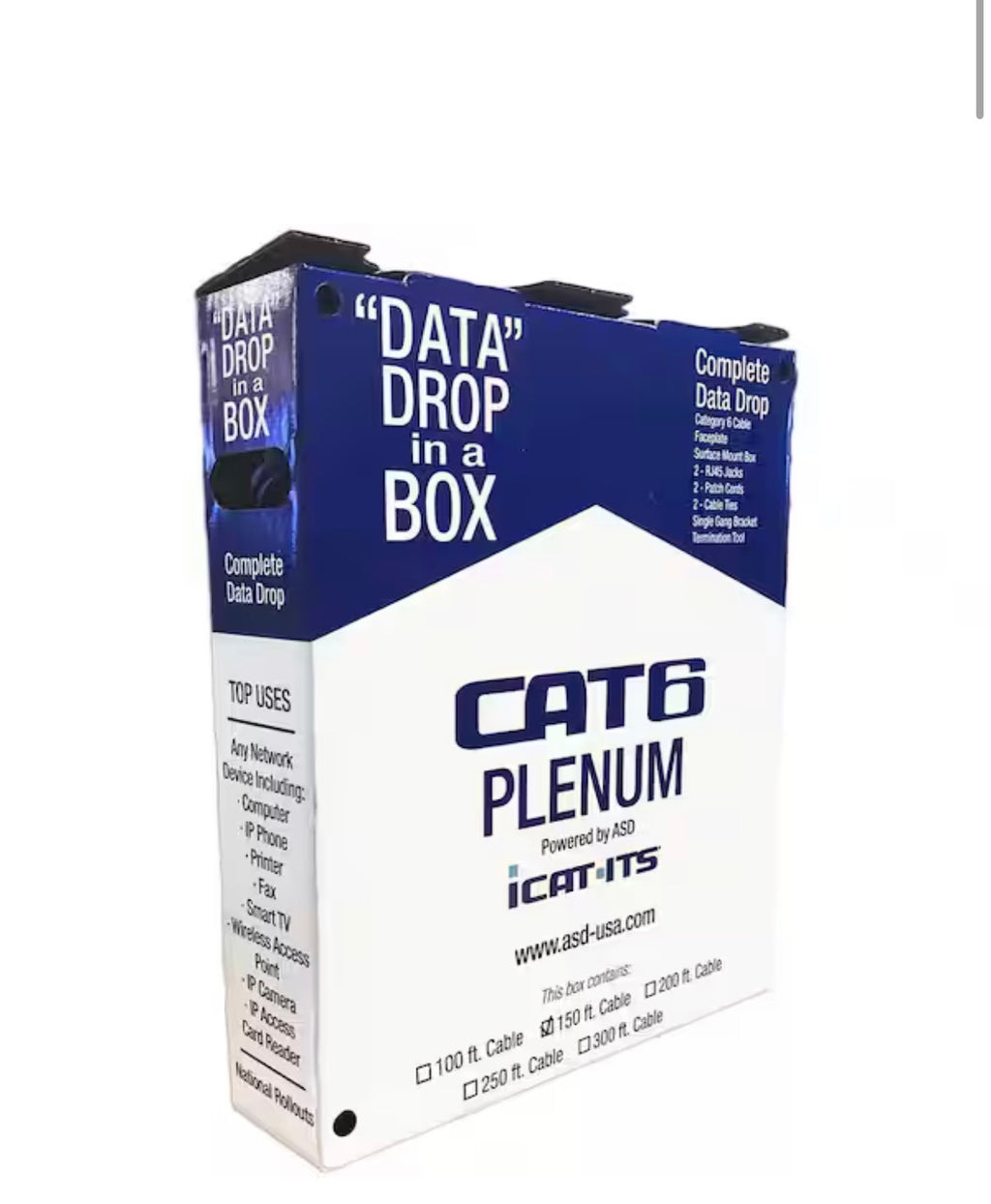 Data Drop-in-a Box Cat6 200 ft. Blue Plenum Kit