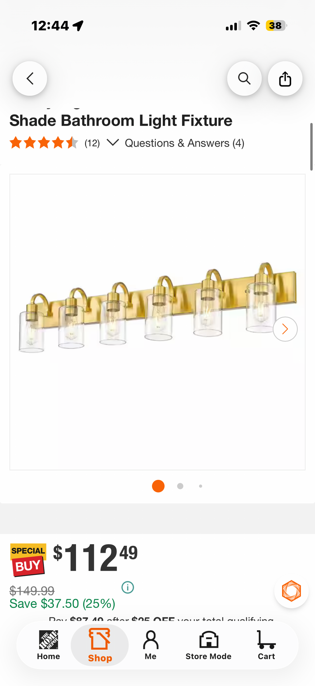 6-Light Brushed Gold Vanity Light