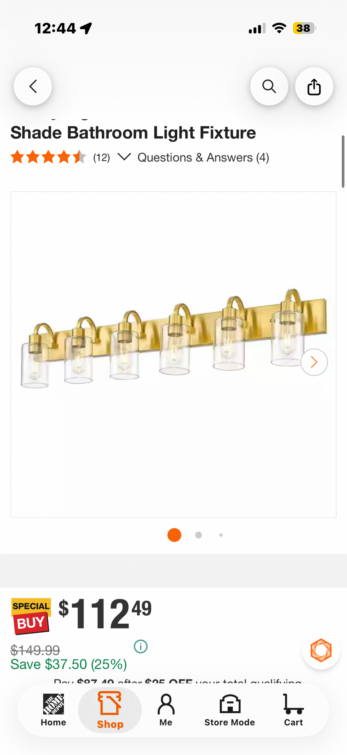 6-Light Brushed Gold Vanity Light
