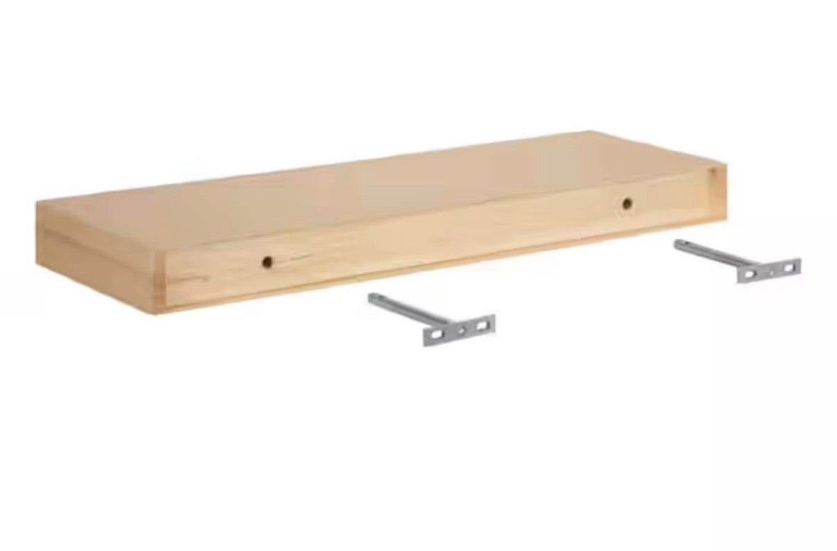 Natural Wood Floating Decorative Wall Shelf