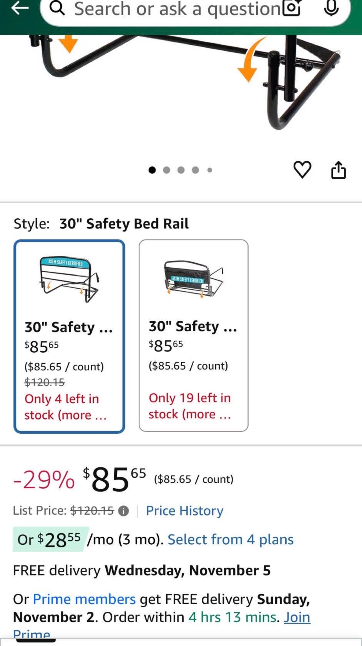 Stander 30 inch Safety Bed Rail