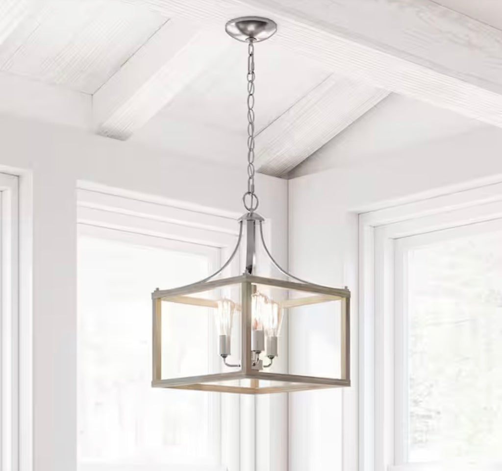 Brushed Nickel Farmhouse Square Chandelier