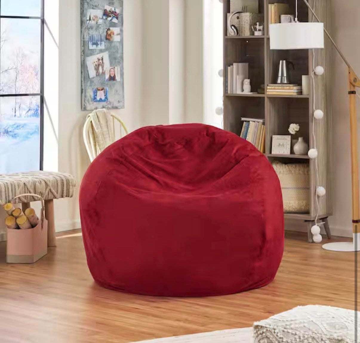 5 ft. Chinese Red Suede Microfiber Double-Stitched Bean Bag