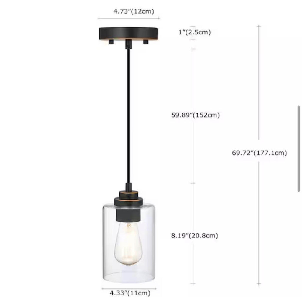 1-Light Oil Rubbed Bronze Mini Pendant with Clear Glass Shade