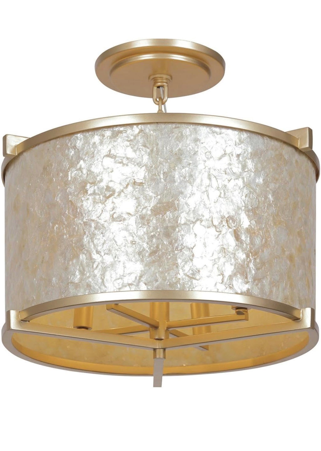 Metropolitan Sommers Bend Semi Flush Light Capiz Shell Gold